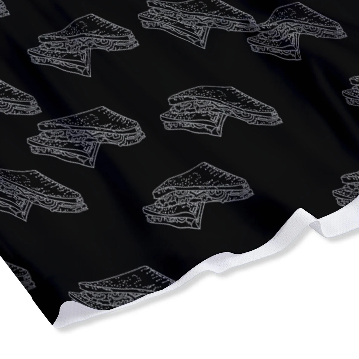 Sandwich Black Doodle Print Pattern Mesh Shorts - Image 4