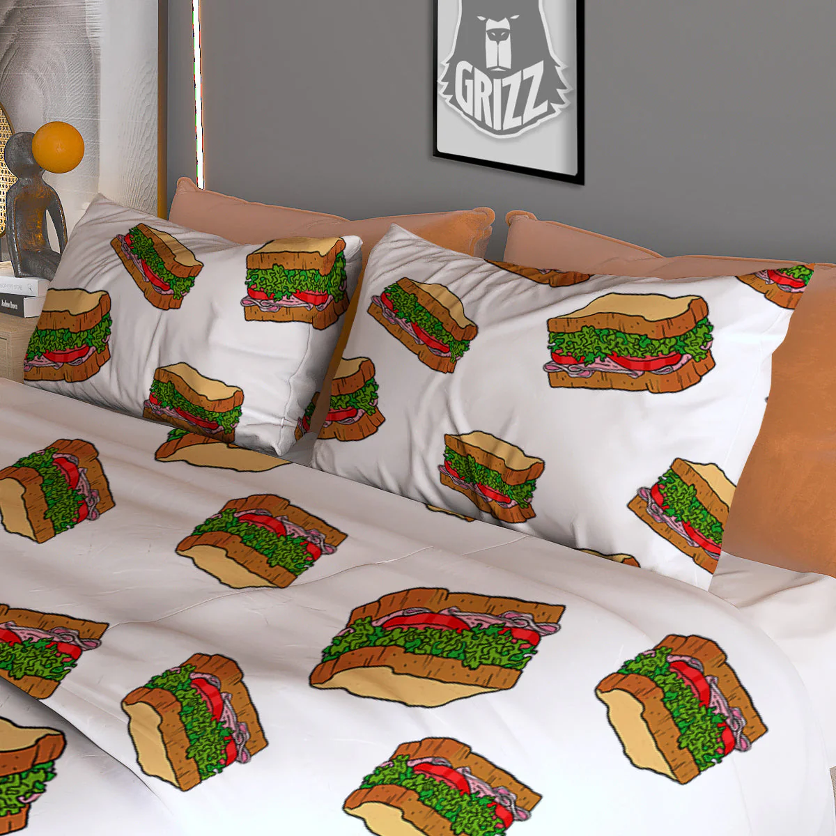Sandwiches White Print Pattern Duvet Cover Bedding Set - Image 3