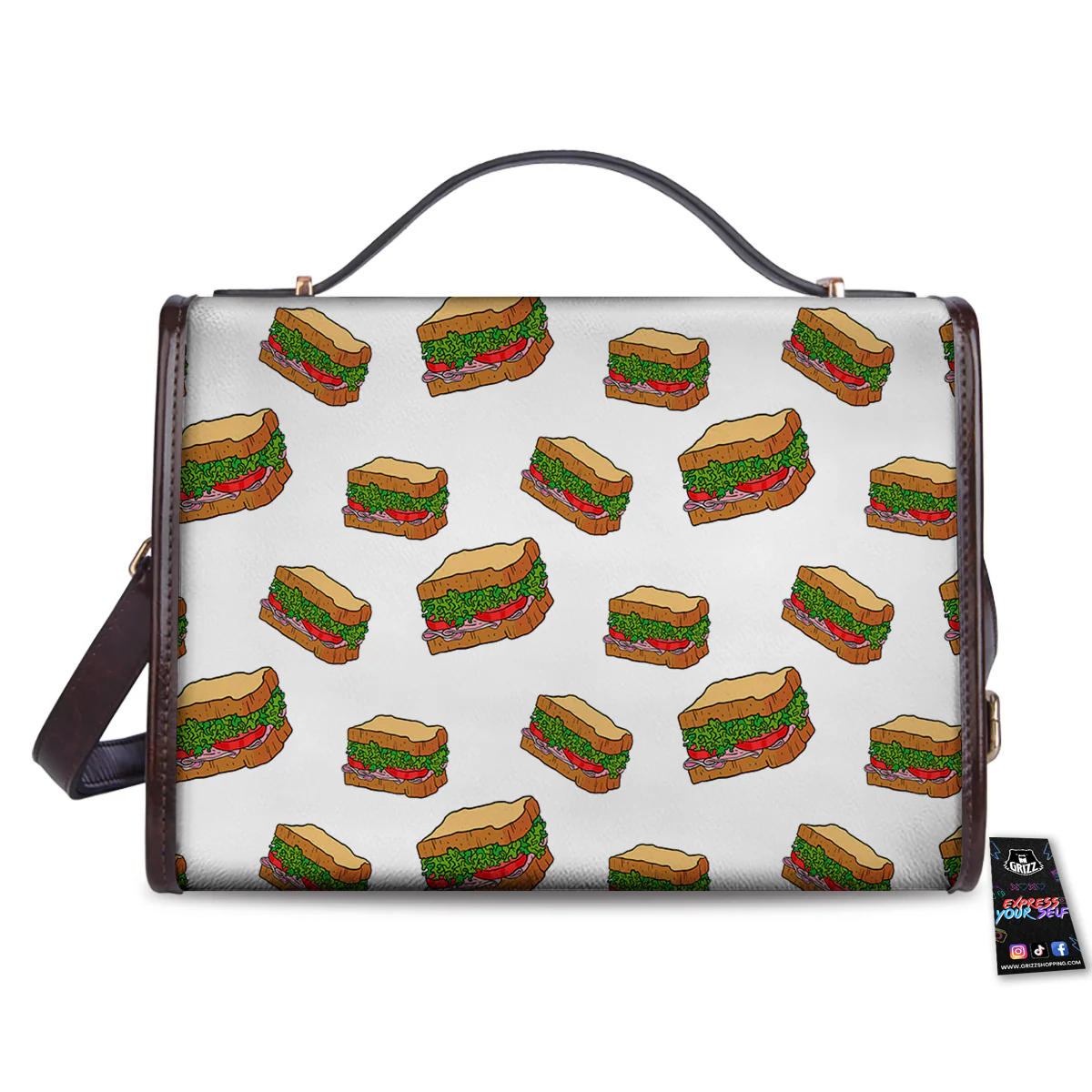 Sandwiches White Print Pattern Women's Satchel Bag - Image 2