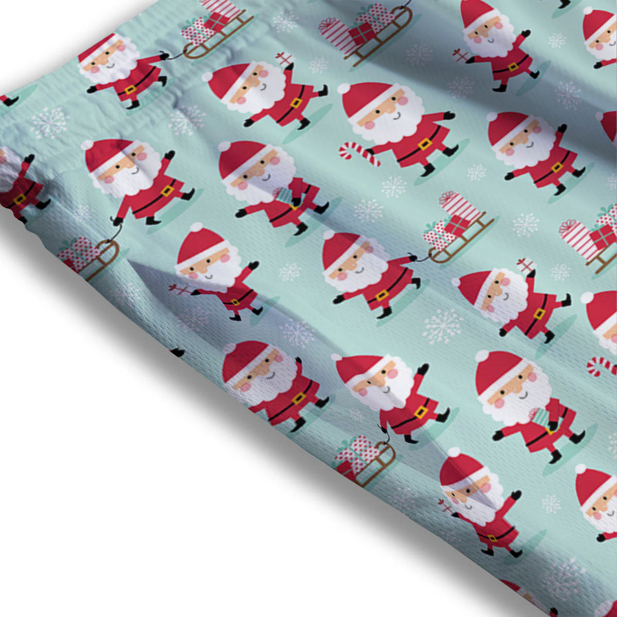 Santa Claus Cartoon Print Pattern Mesh Shorts - Image 3