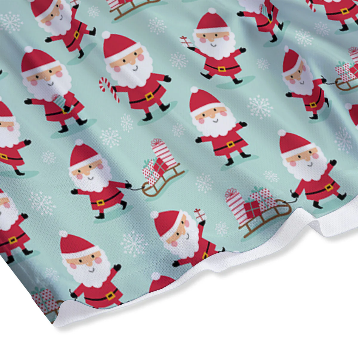 Santa Claus Cartoon Print Pattern Mesh Shorts - Image 4