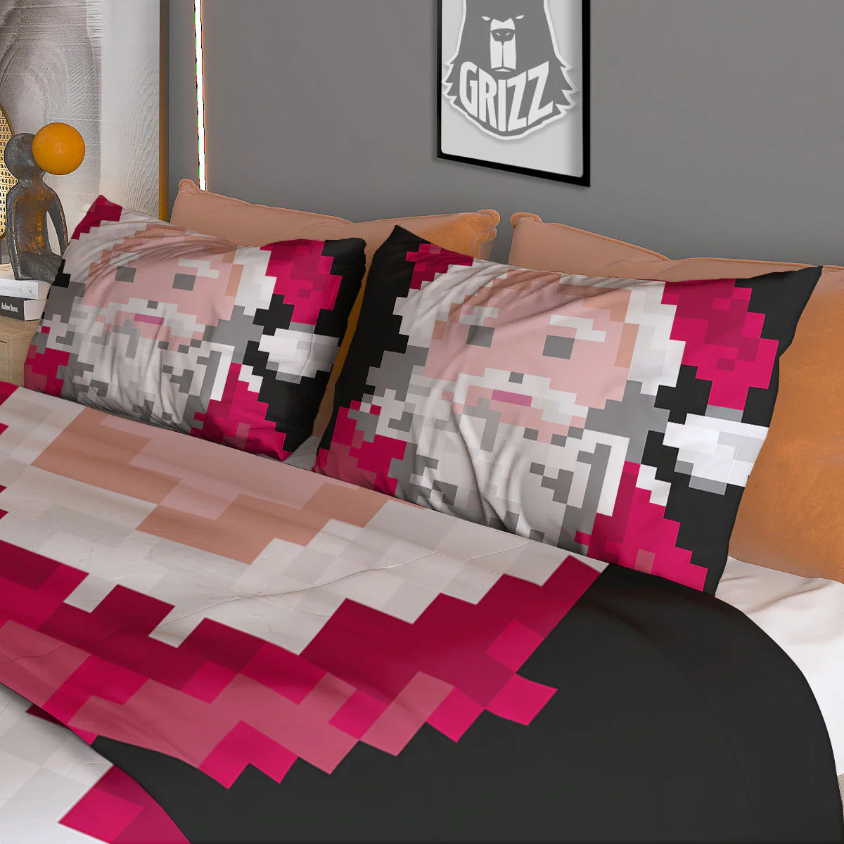 Santa Claus Christmas Pixel Print Duvet Cover Bedding Set - Image 3