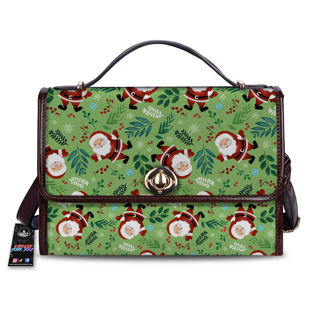 Santa Claus Happy Print Pattern Women's Satchel Bag