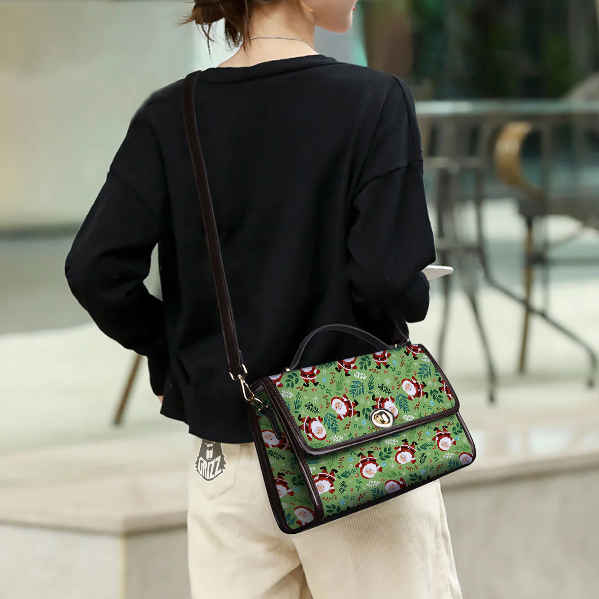 Santa Claus Happy Print Pattern Women's Satchel Bag - Image 3