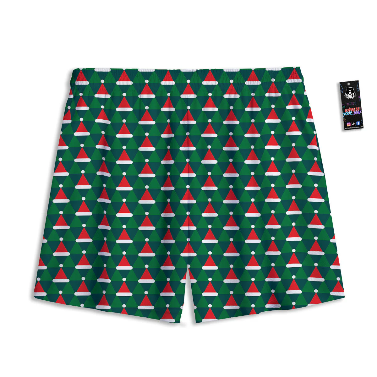 Santa Hats Christmas Print Pattern Mesh Shorts - Image 2