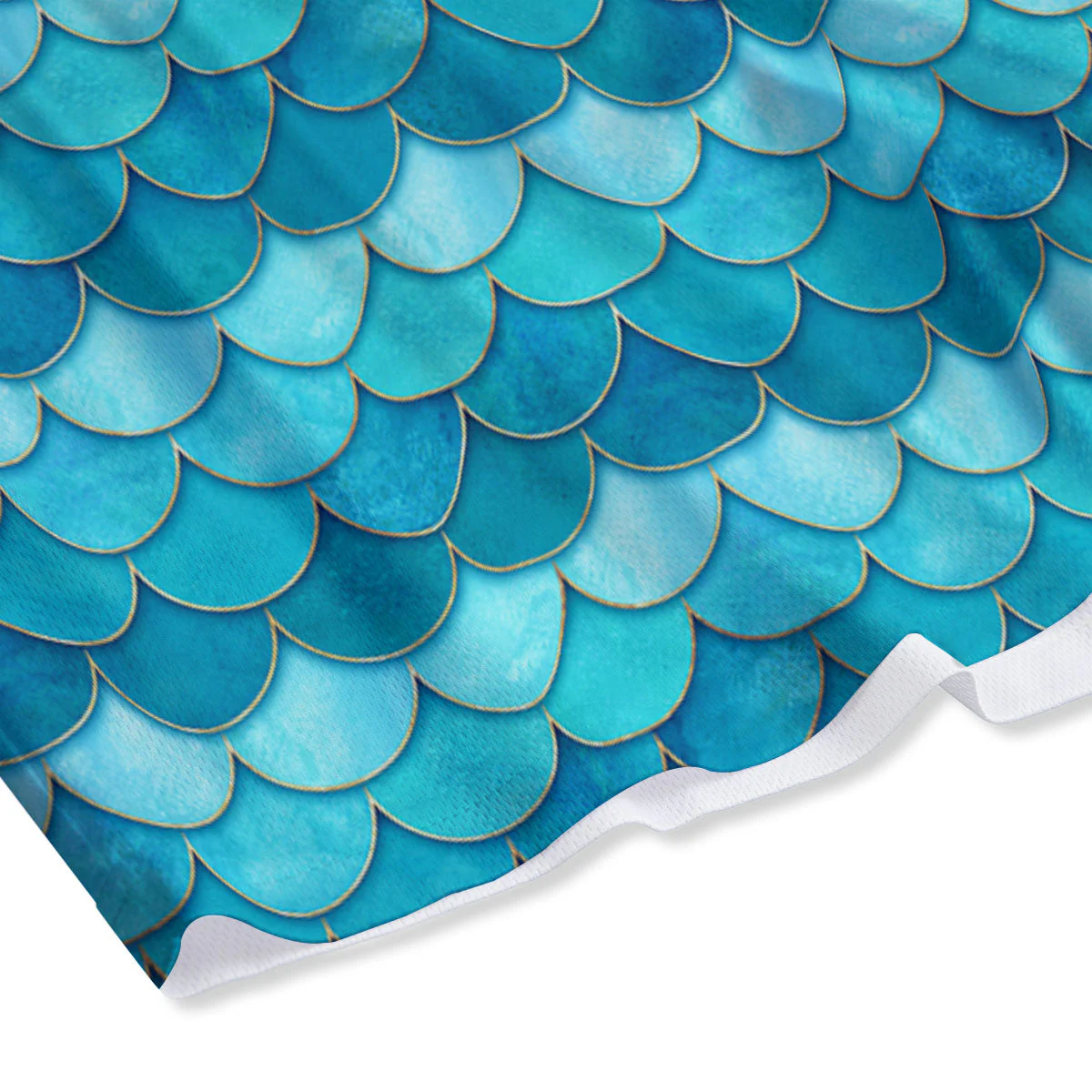 Scales Mermaid Blue Print Pattern Mesh Shorts - Image 4