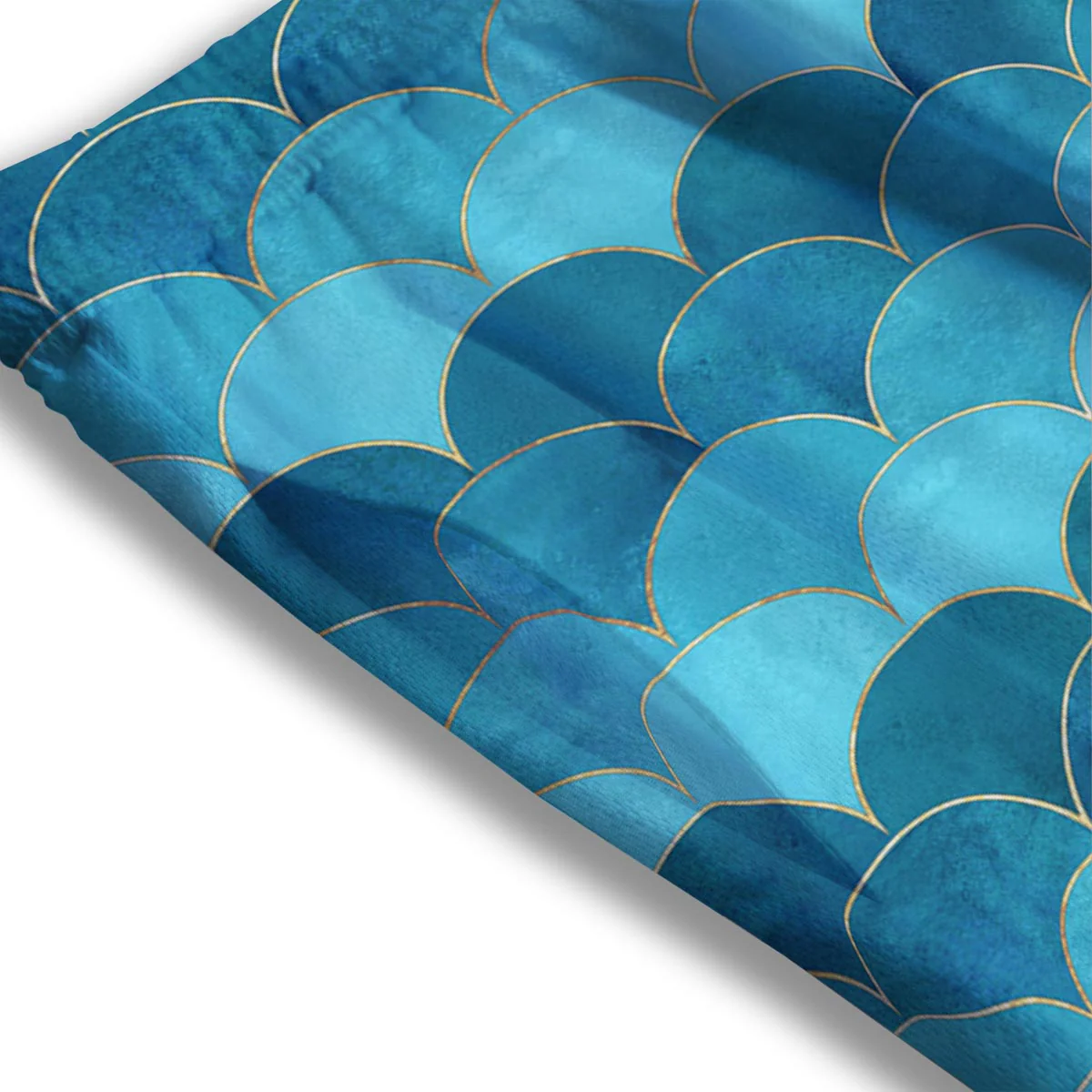 Scales Teal Mermaid Print Pattern Mesh Shorts - Image 3
