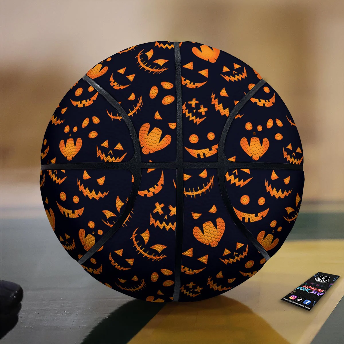 Scary Pumpkin Halloween Print Pattern Basketball