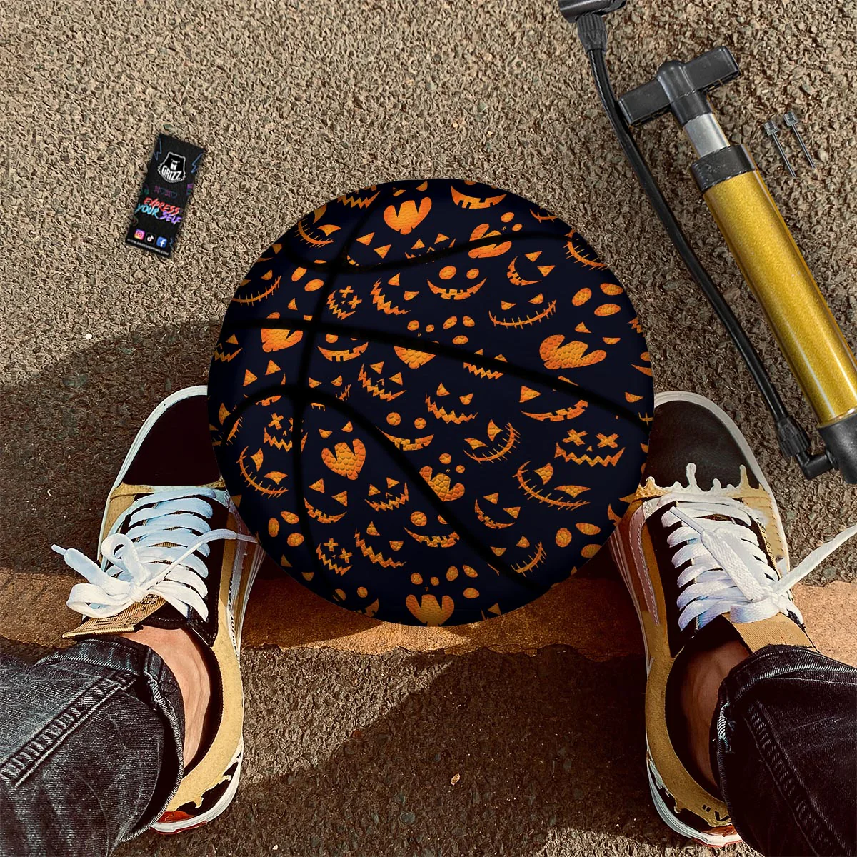 Scary Pumpkin Halloween Print Pattern Basketball - Image 2
