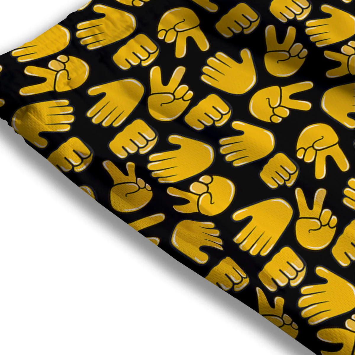 Scissors Paper Rock Emoji Print Pattern Mesh Shorts - Image 3