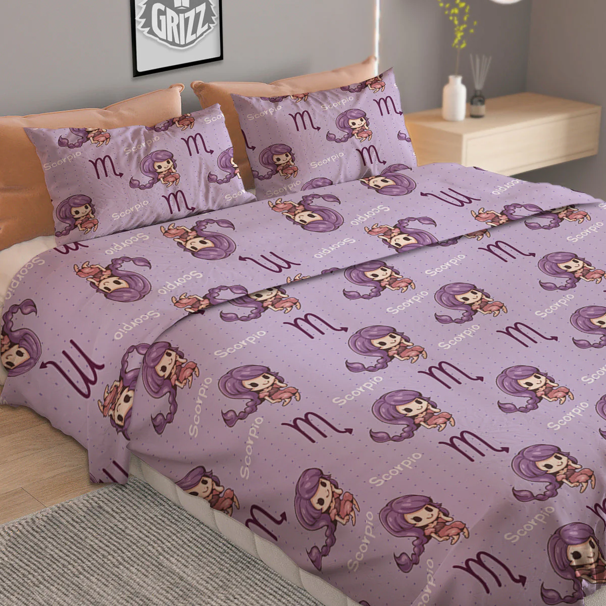 Scorpio Cute Cartoon Print Pattern Duvet Cover Bedding Set - Image 2
