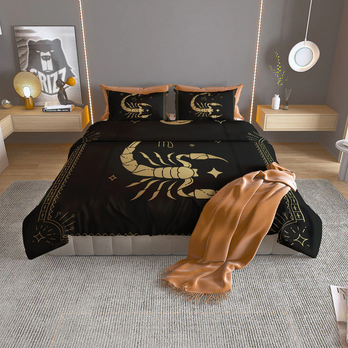 Scorpio Sign Astrological Print Duvet Cover Bedding Set