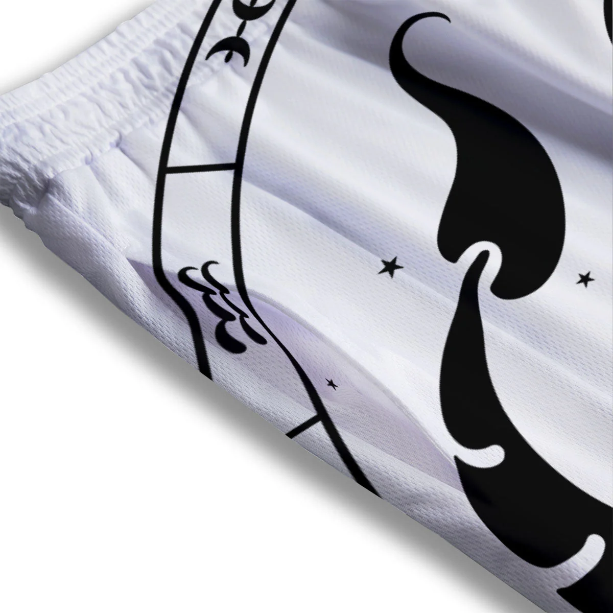 Scorpio Sign White And Black Print Mesh Shorts - Image 3
