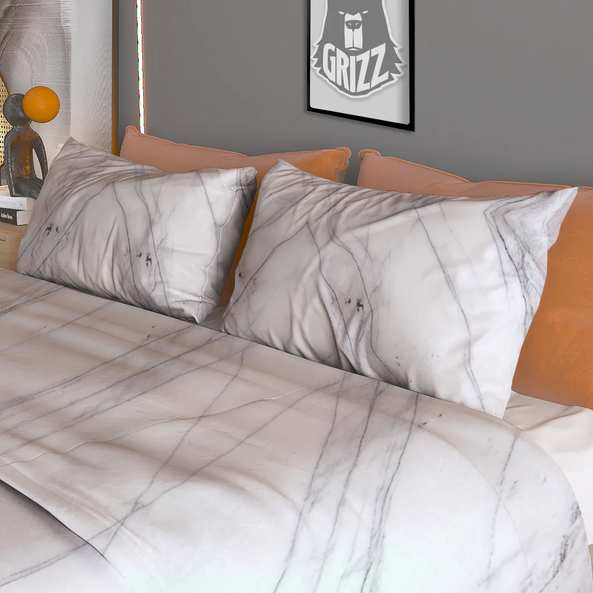 Scratch Marble White Gray Print Pattern Duvet Cover Bedding Set - Image 3