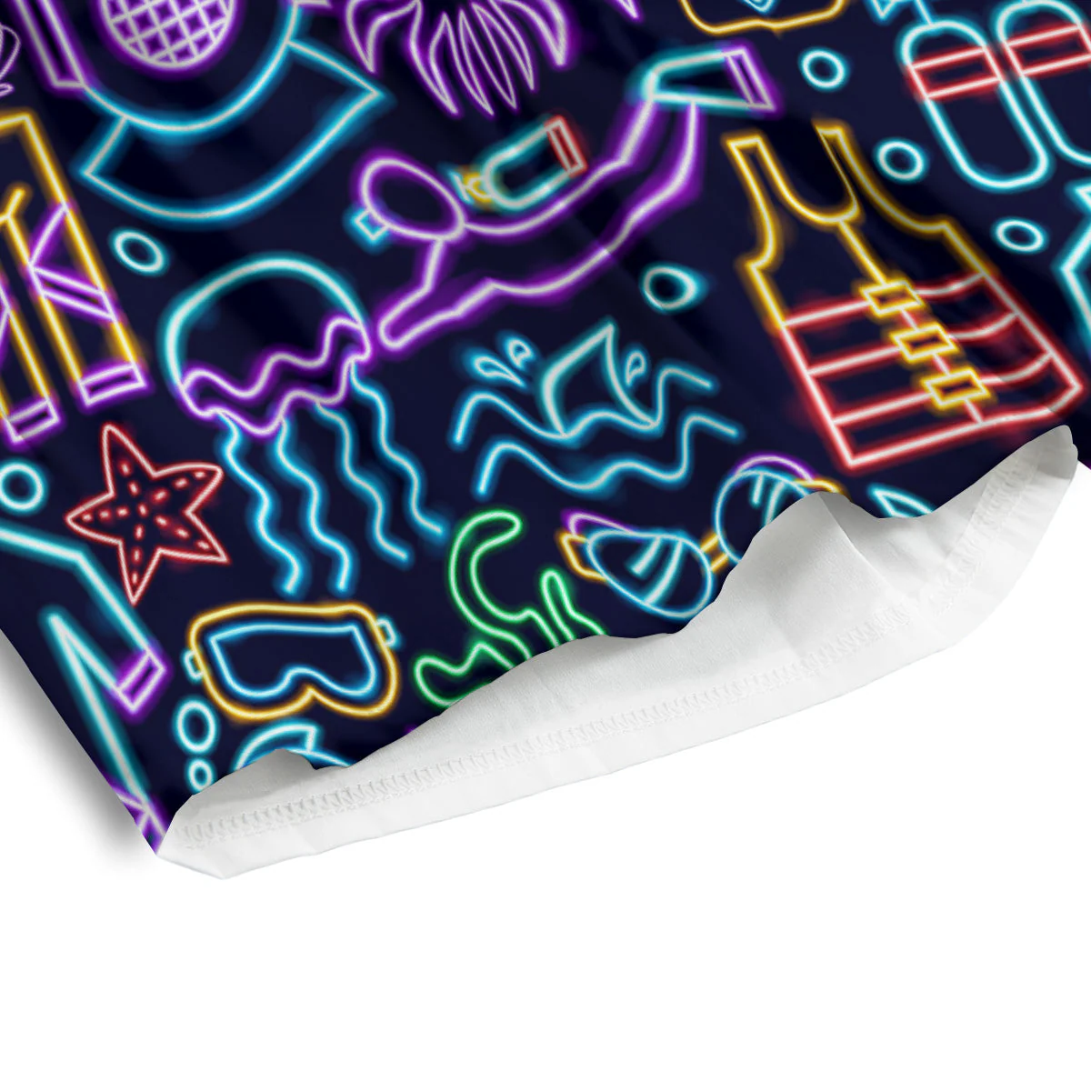 Scuba Diver Neon Print Pattern Men's Athletic Shorts - Image 4