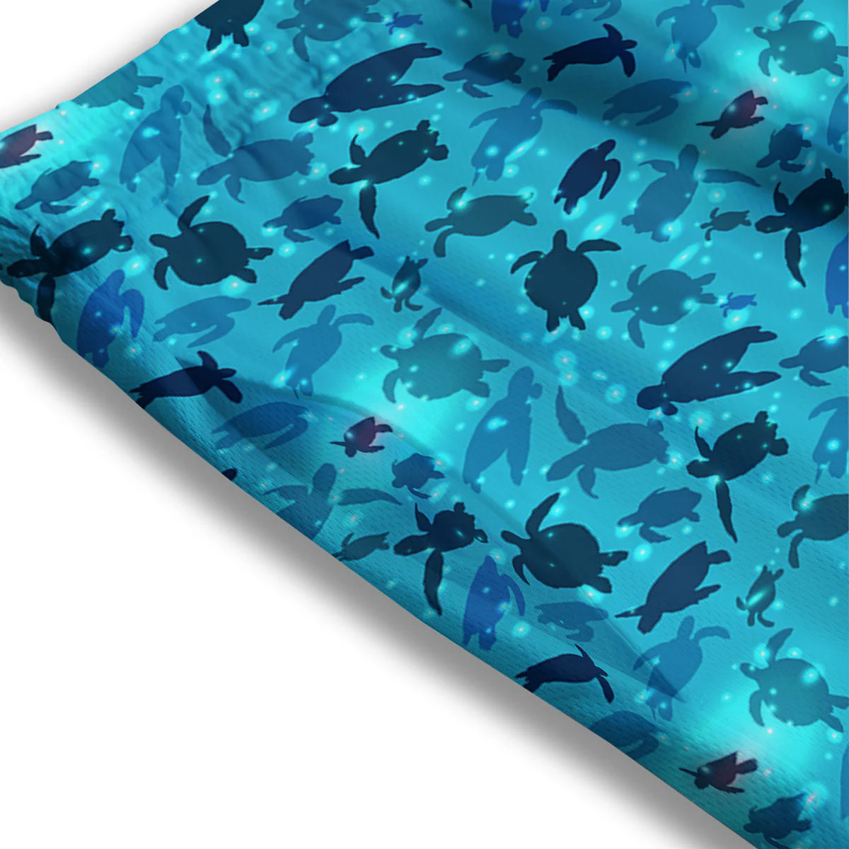 Sea Turtle Black And Blue Print Pattern Mesh Shorts - Image 3