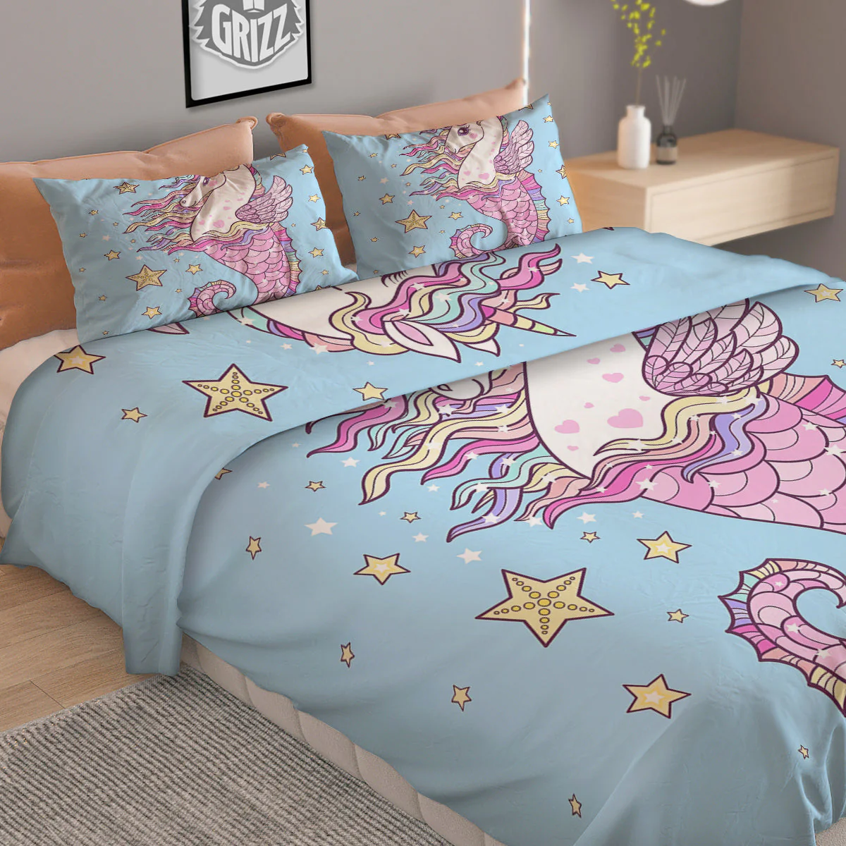 Seahorse Colorful Print Duvet Cover Bedding Set - Image 2