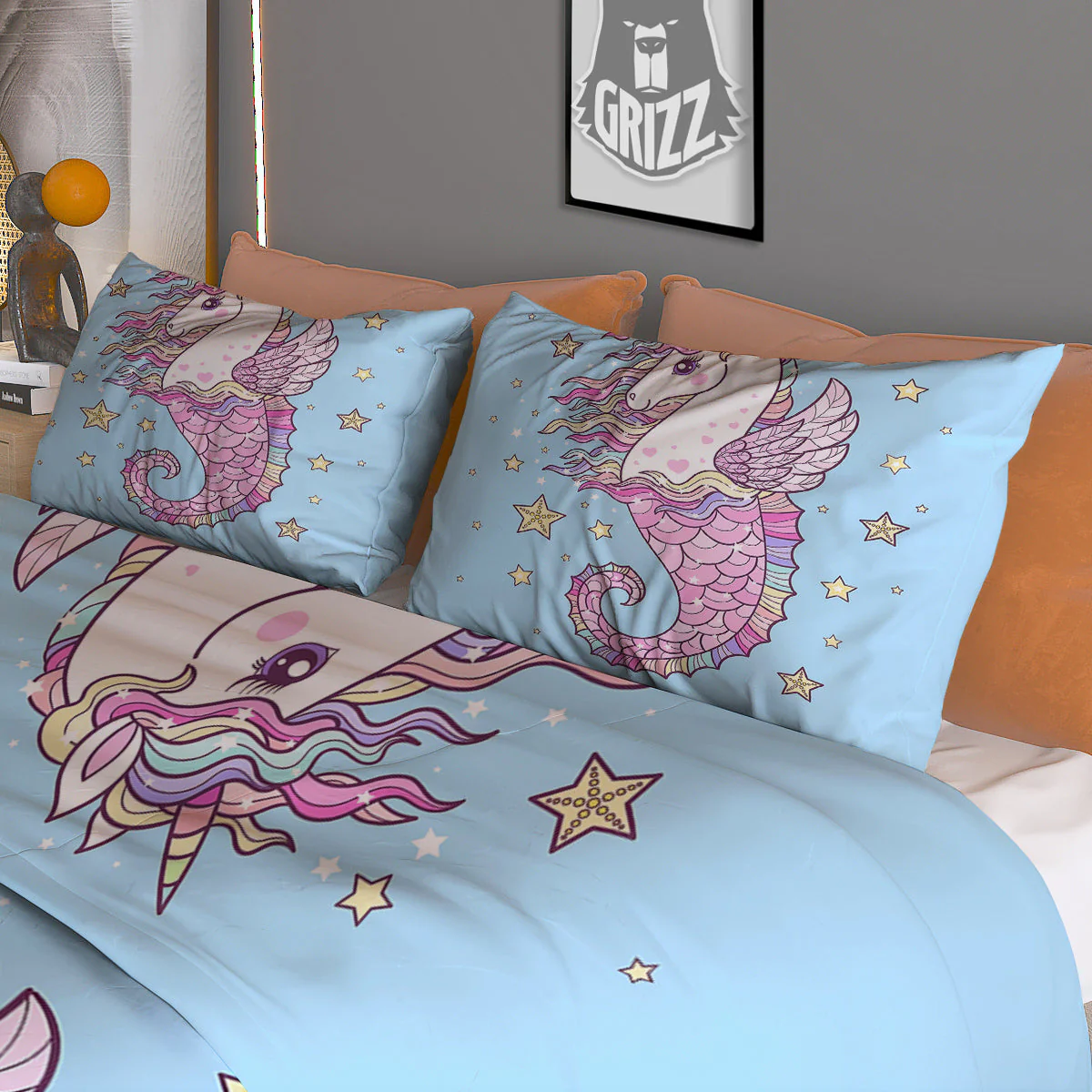 Seahorse Colorful Print Duvet Cover Bedding Set - Image 3