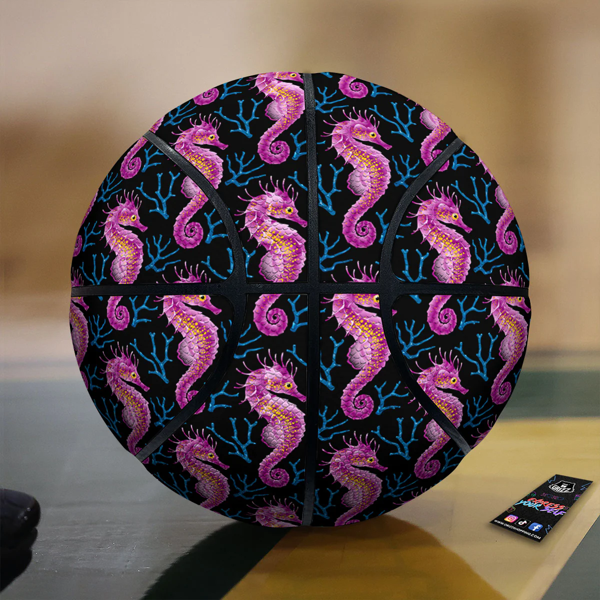 Seahorse Purple Print Pattern Basketball