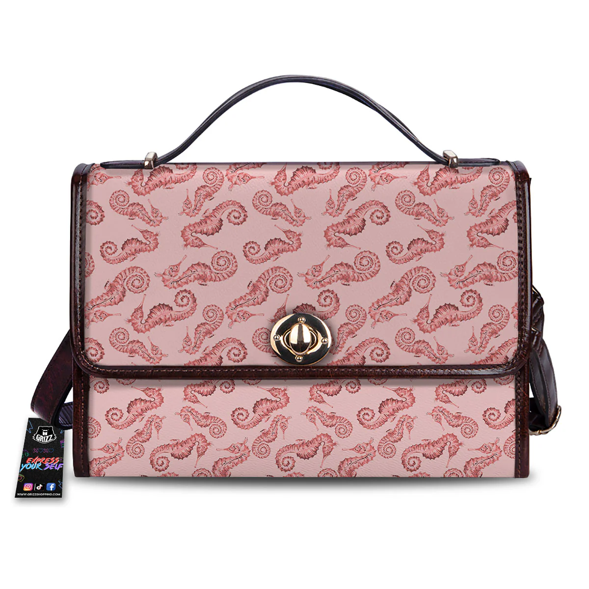 Seahorse Watercolor Print Pattern Women's Satchel Bag