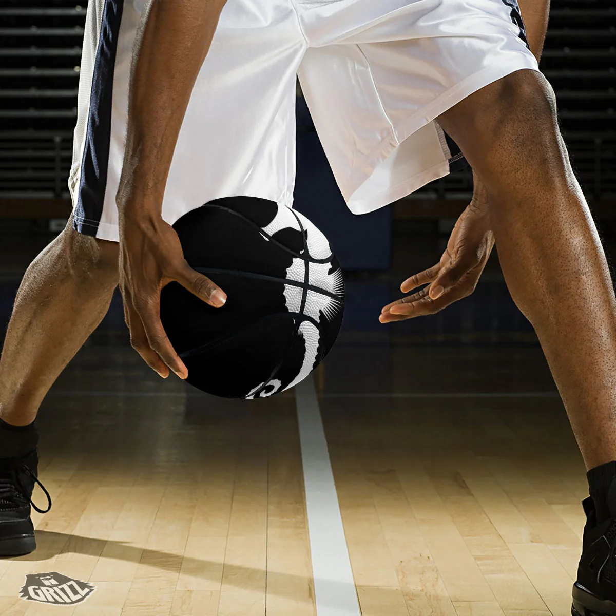 Seahorse White And Black Print Basketball - Image 3