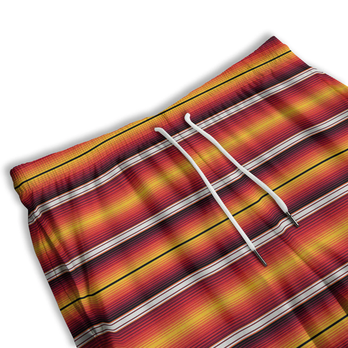 Serape Ethnic Boho Stripes Mexican Black Orange Print Men's Athletic Shorts - Image 3