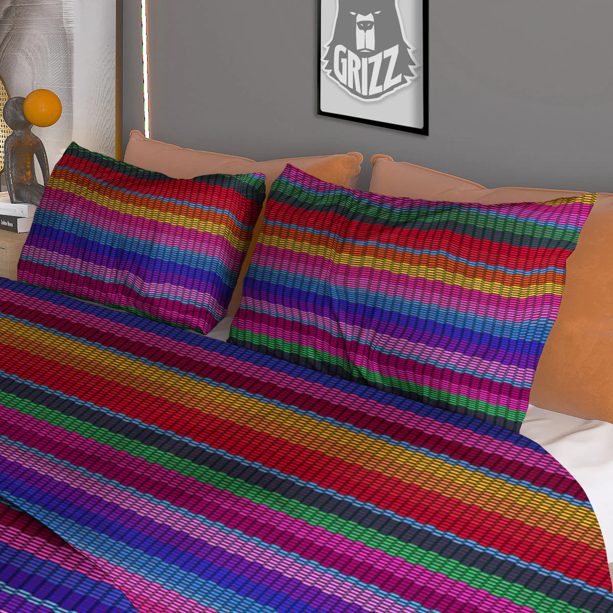 Serape Mexican Colorful Print Pattern Duvet Cover Bedding Set - Image 3
