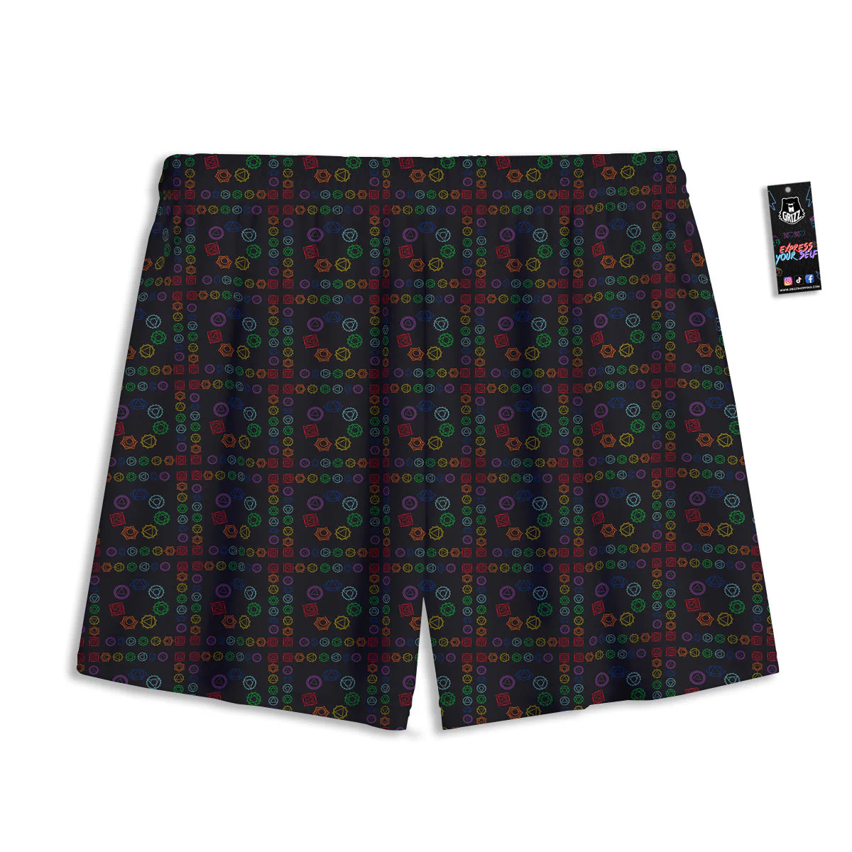 Seven Chakras Colorful Print Pattern Mesh Shorts - Image 2