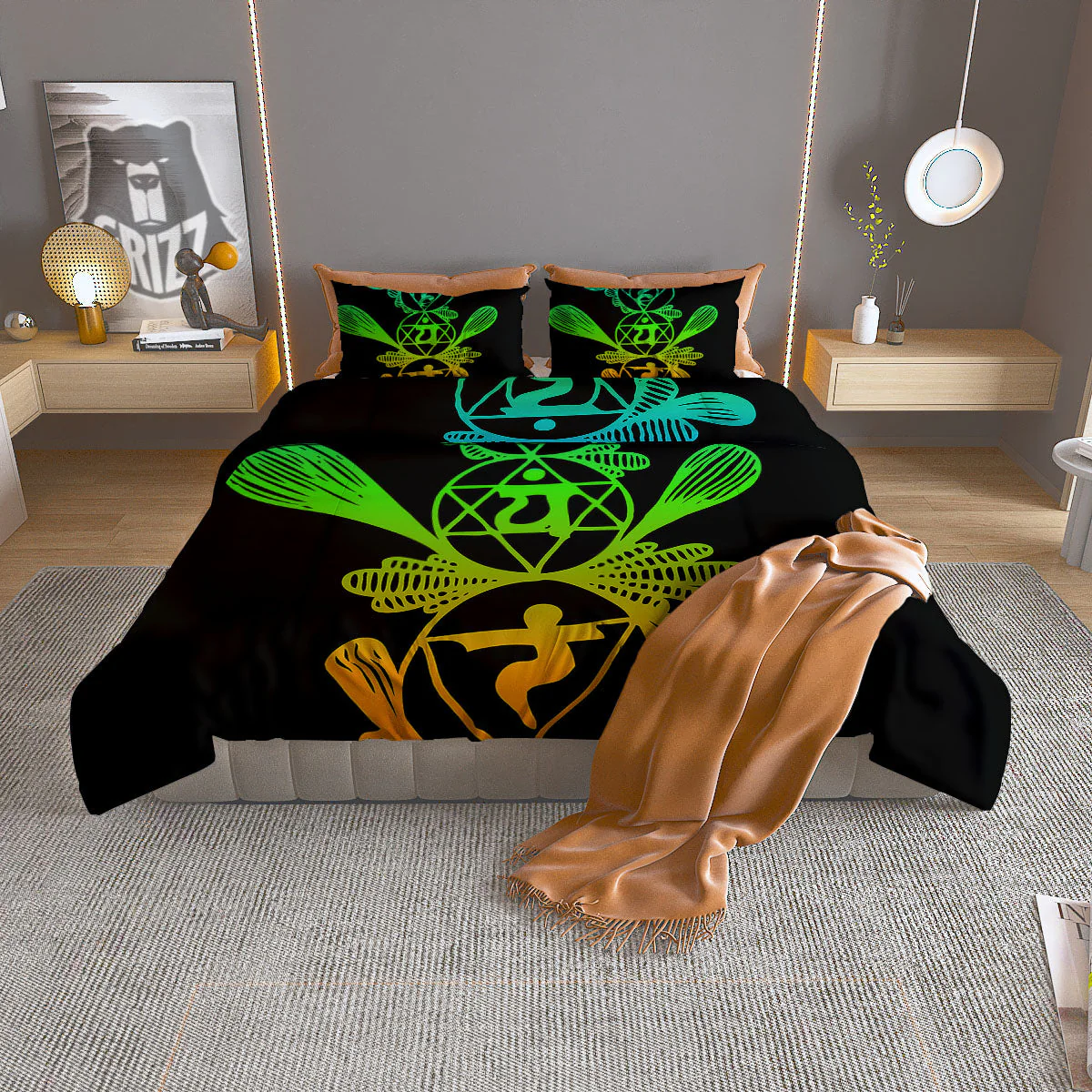 Seven Chakras Spiritual Print Duvet Cover Bedding Set