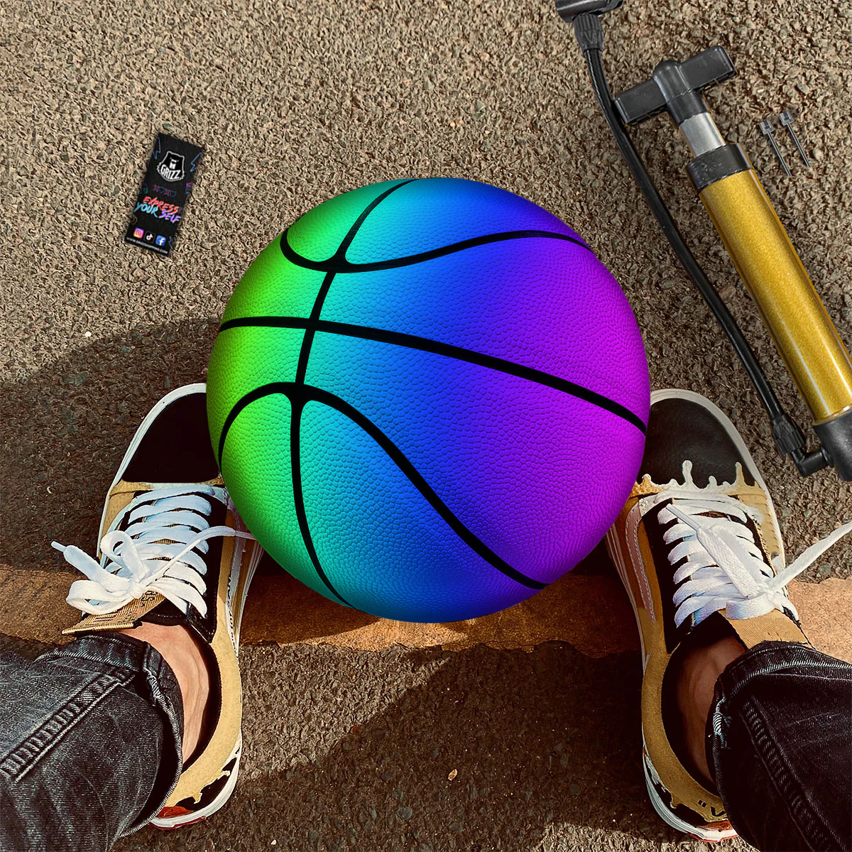 Shades Rainbow Print Pattern Basketball - Image 2