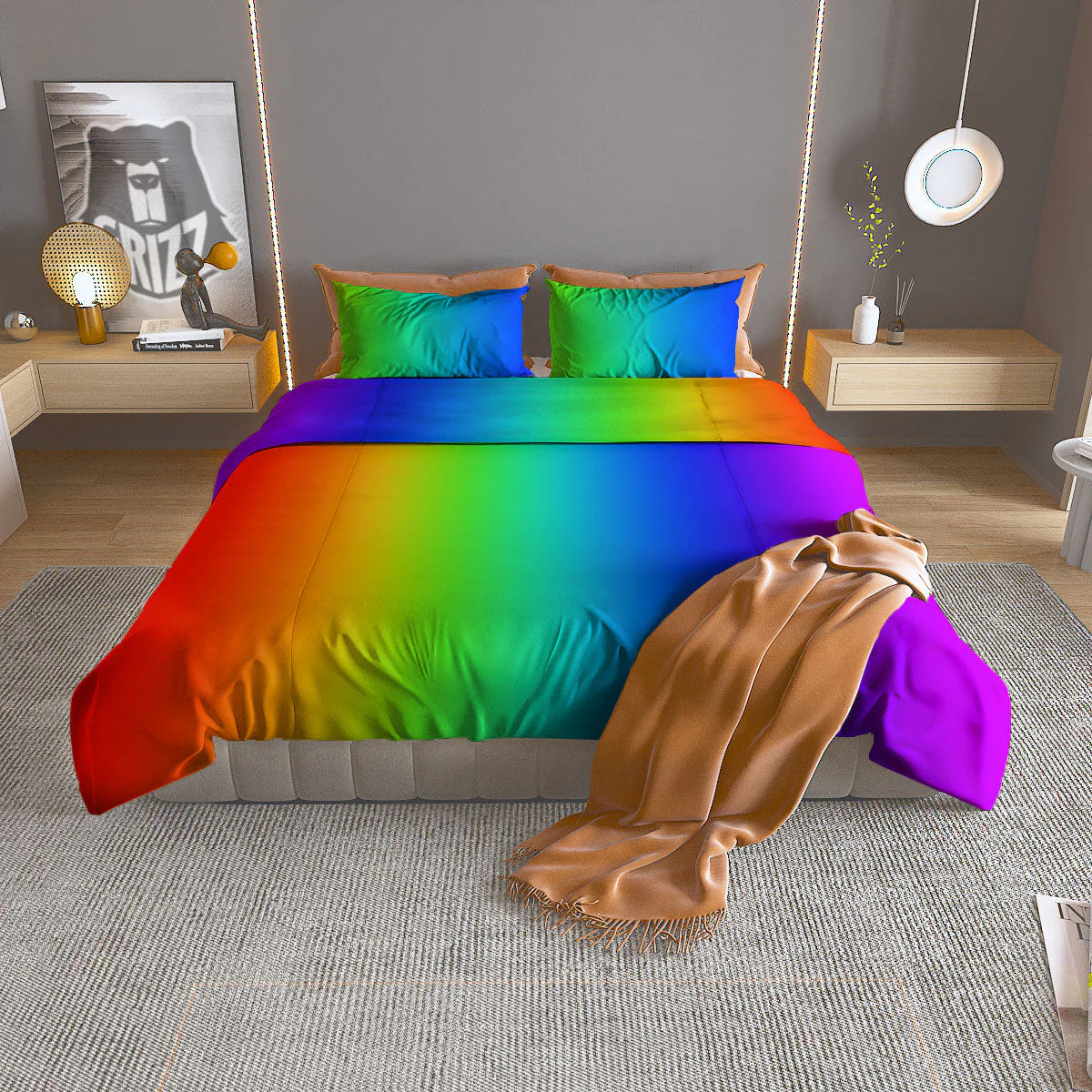 Shades Rainbow Print Pattern Duvet Cover Bedding Set