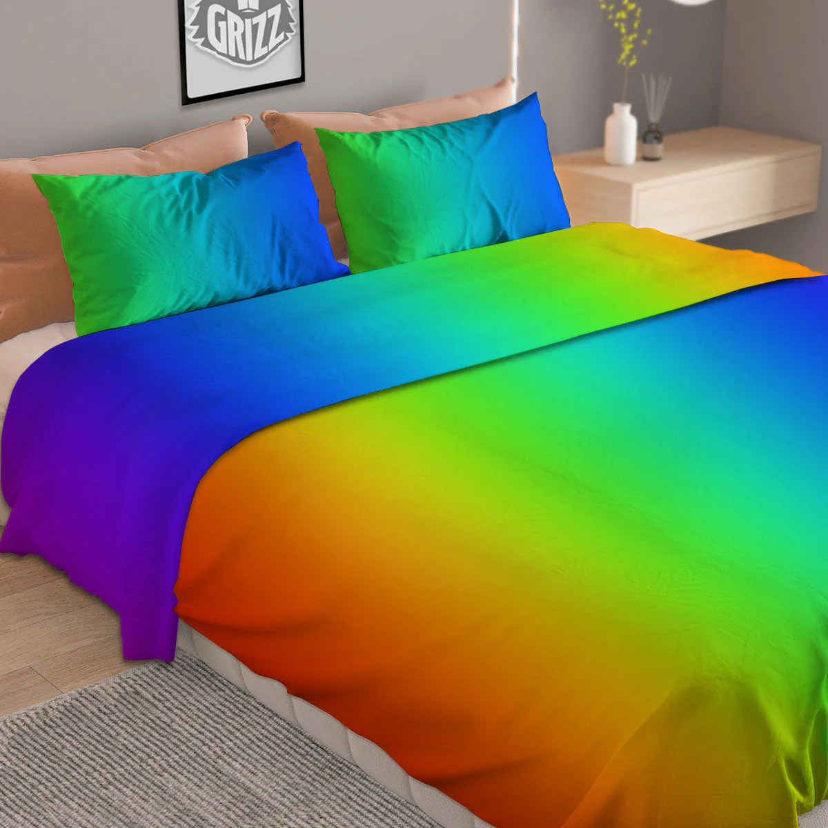 Shades Rainbow Print Pattern Duvet Cover Bedding Set - Image 2