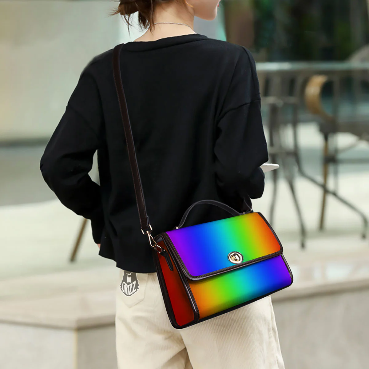 Shades Rainbow Print Pattern Women's Satchel Bag - Image 3