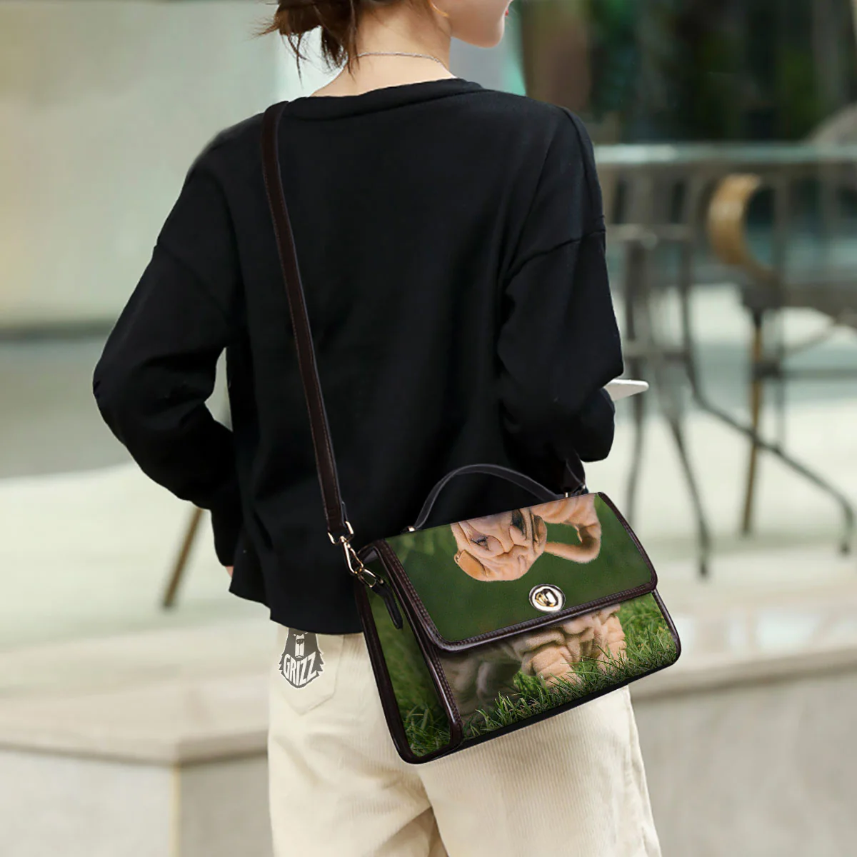 Shar Pei Vintage Print Women's Satchel Bag - Image 3