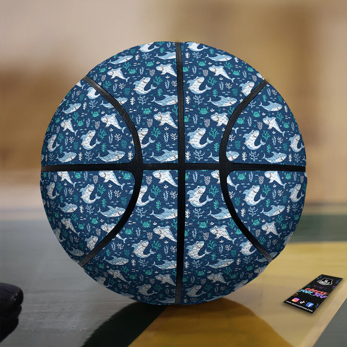 Shark Cute Print Pattern Basketball