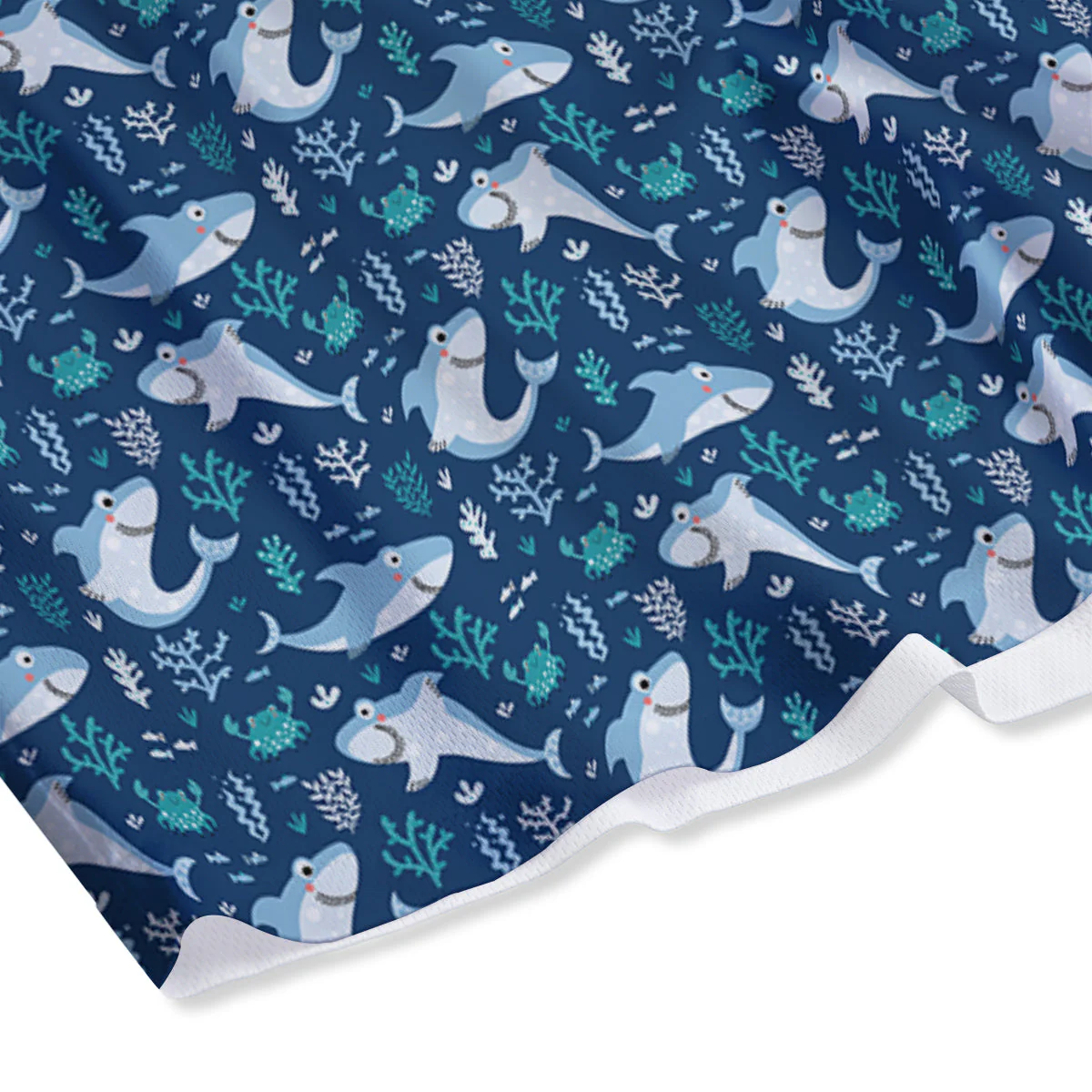 Shark Cute Print Pattern Mesh Shorts - Image 4
