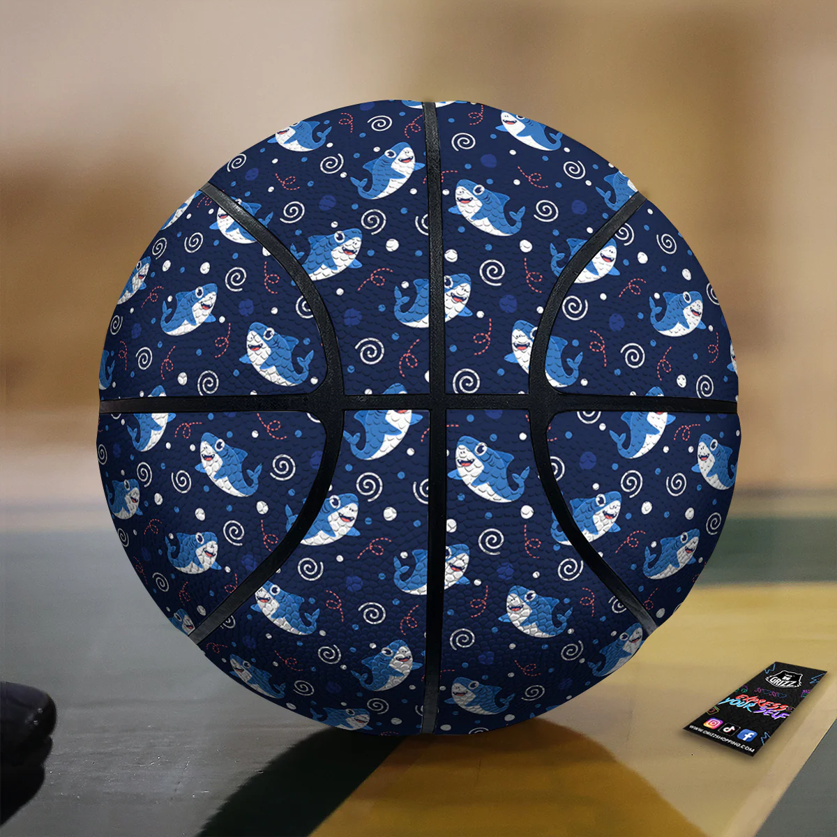 Shark Cute White Print Pattern Basketball