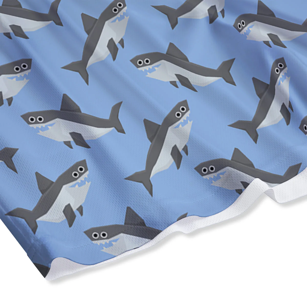 Shark Grey And White Print Pattern Mesh Shorts - Image 4