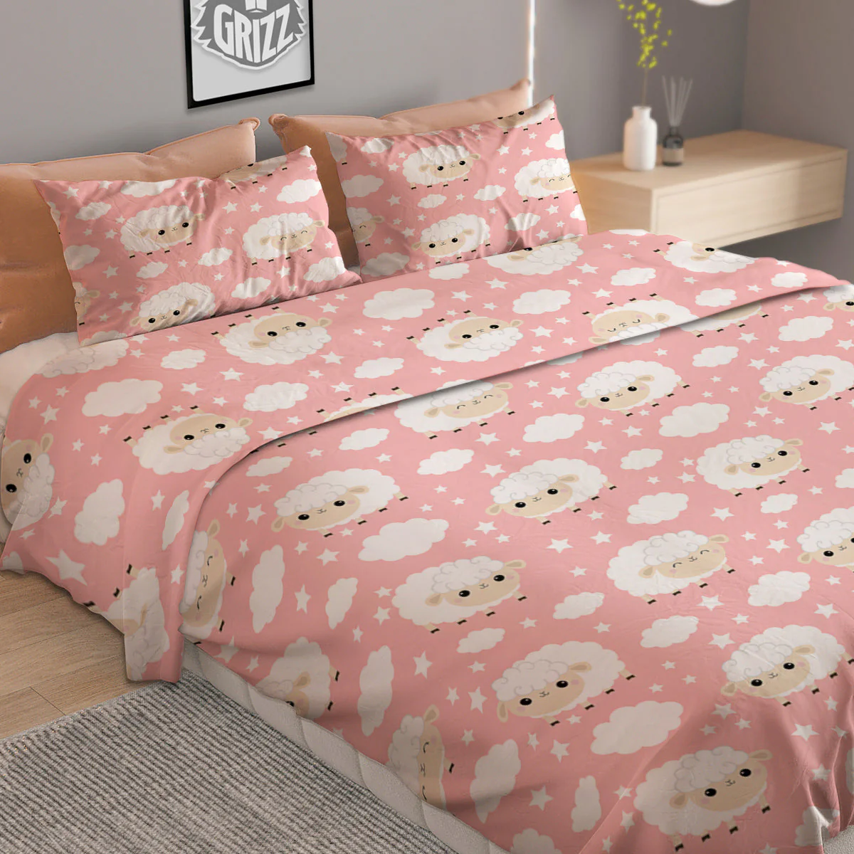Sheep Cute Print Pattern Duvet Cover Bedding Set - Image 2