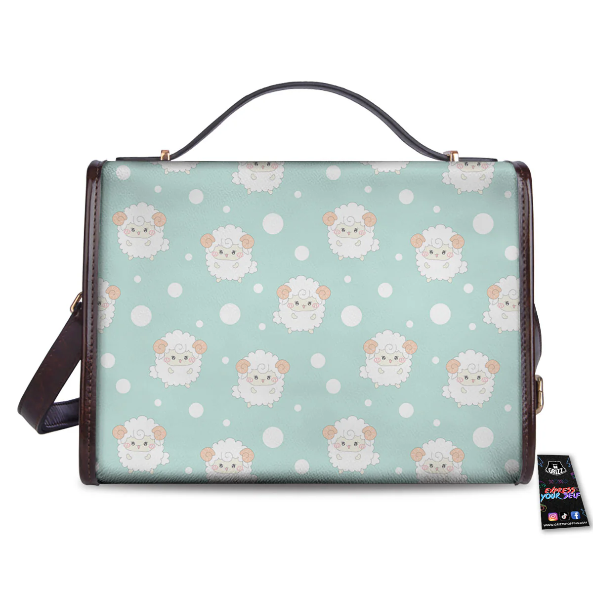 Sheep Kawaii Print Pattern Women's Satchel Bag - Image 2