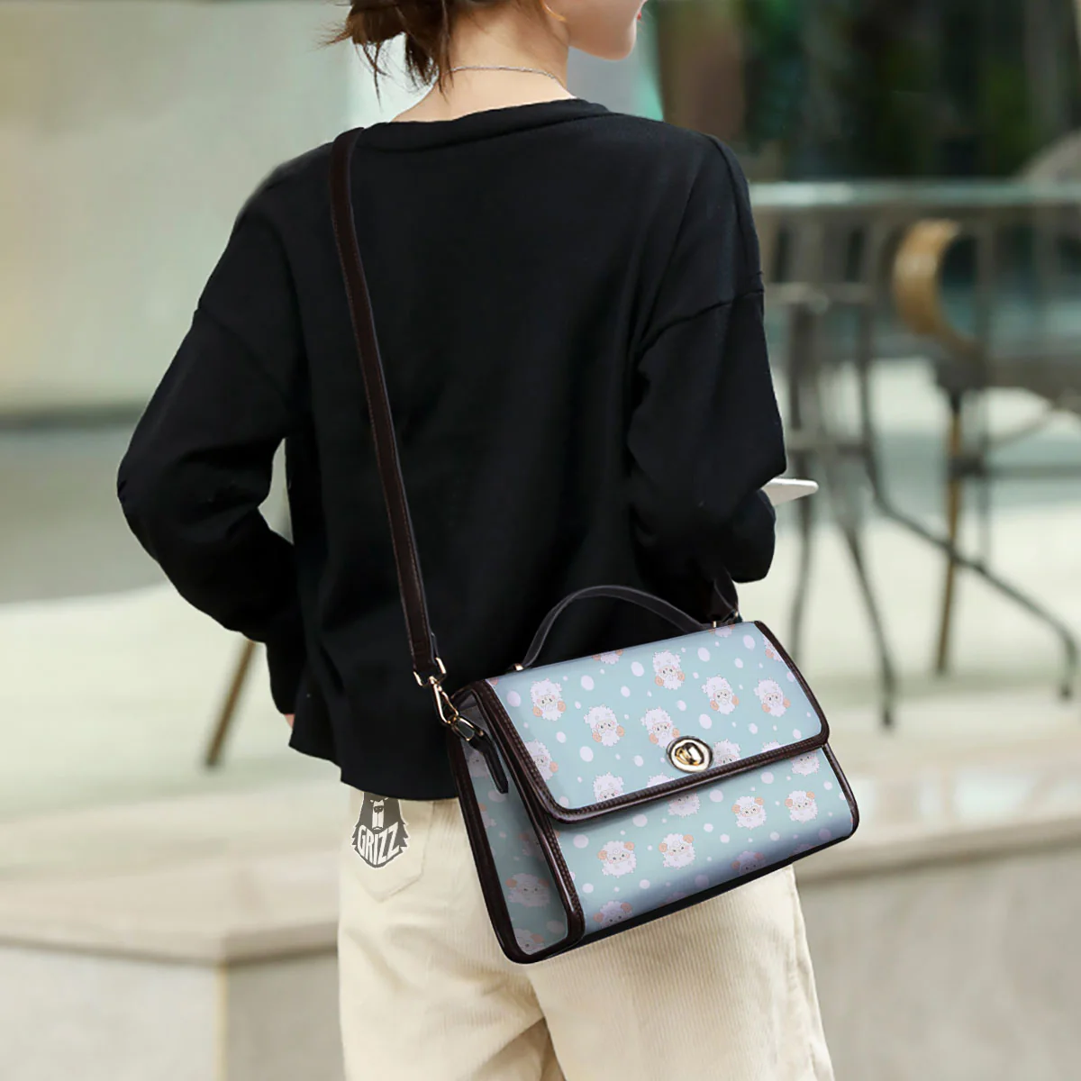 Sheep Kawaii Print Pattern Women's Satchel Bag - Image 3