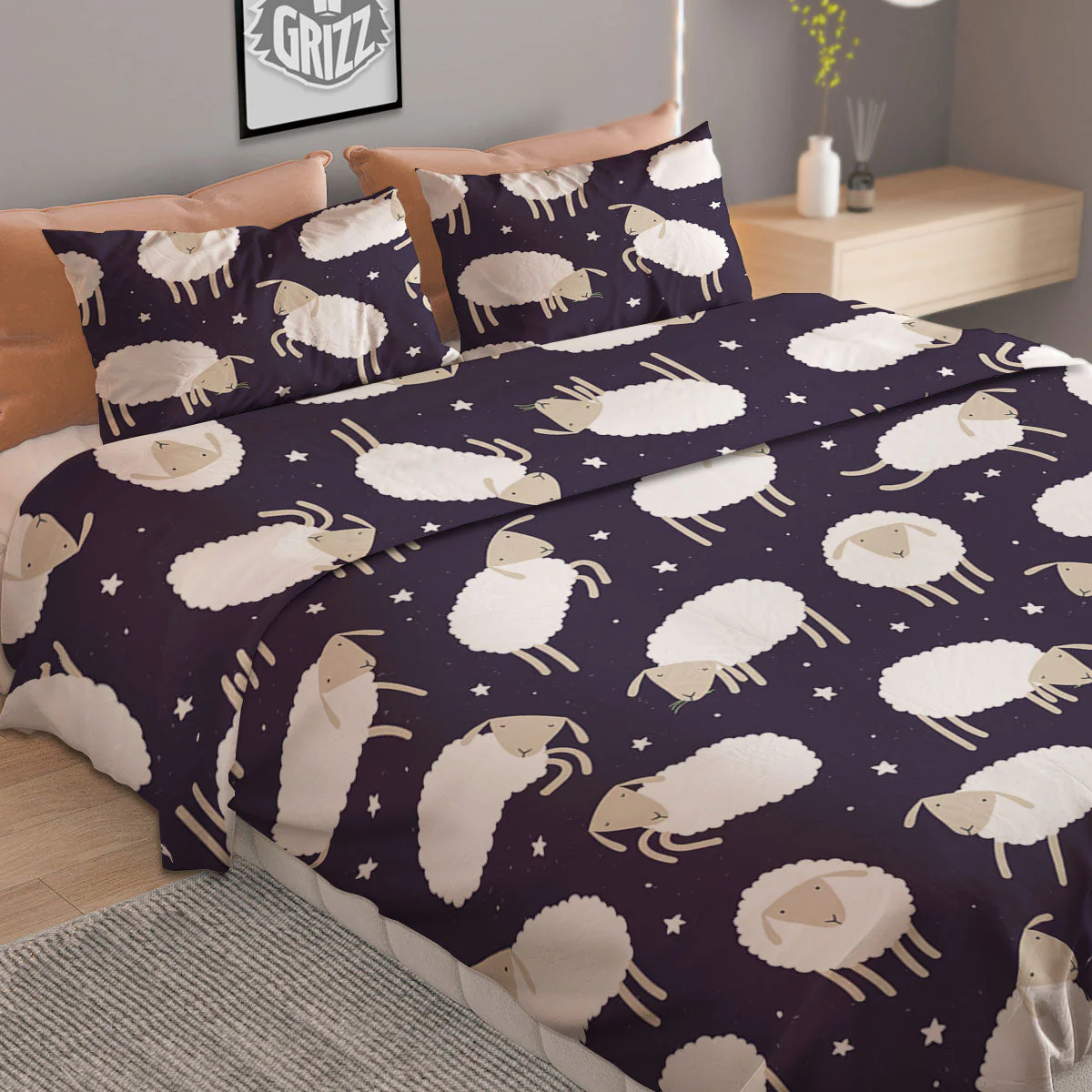 Sheep Print Pattern Duvet Cover Bedding Set - Image 2