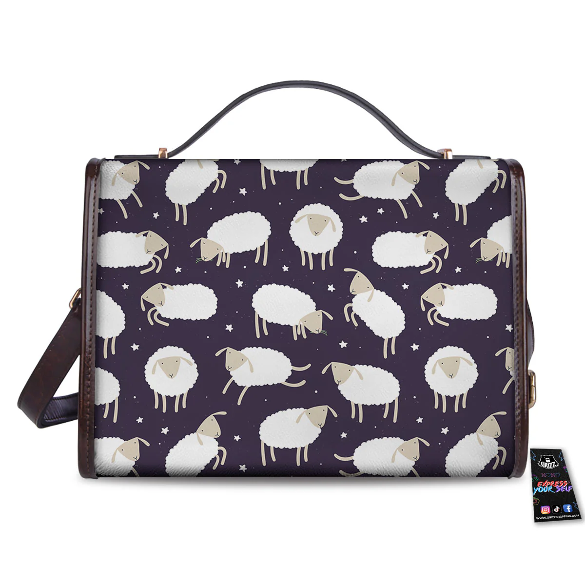 Sheep Print Pattern Women's Satchel Bag - Image 2