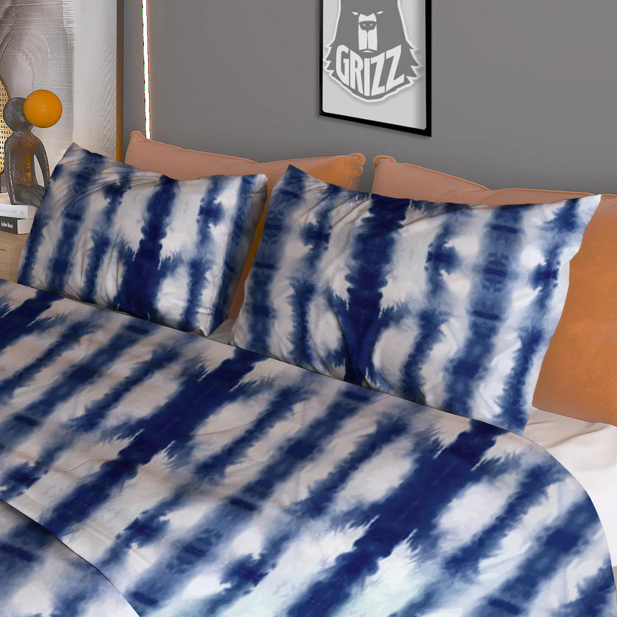 Shibori Tie Dye Print Pattern Duvet Cover Bedding Set - Image 3