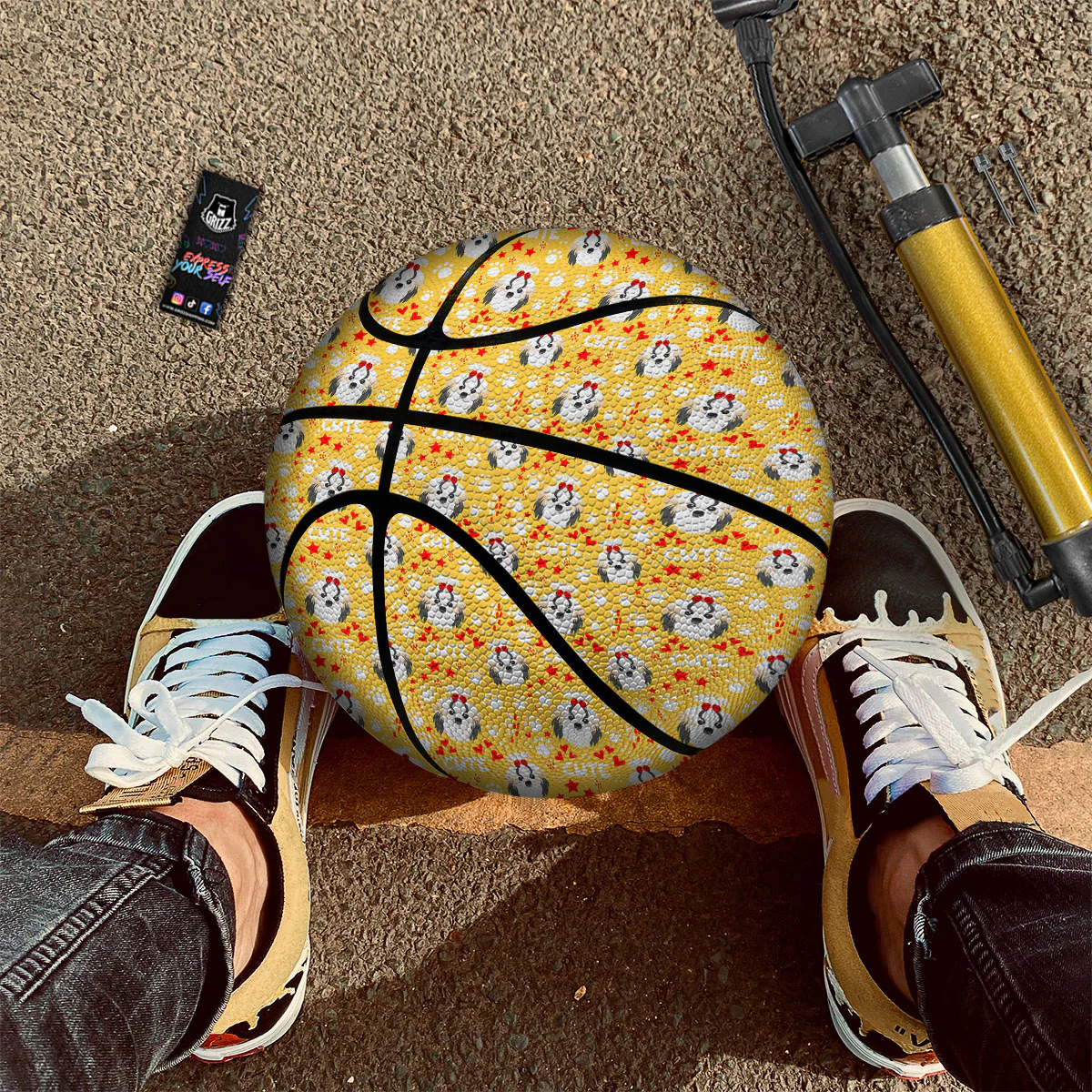 Shih Tzu Cartoon Print Pattern Basketball - Image 3