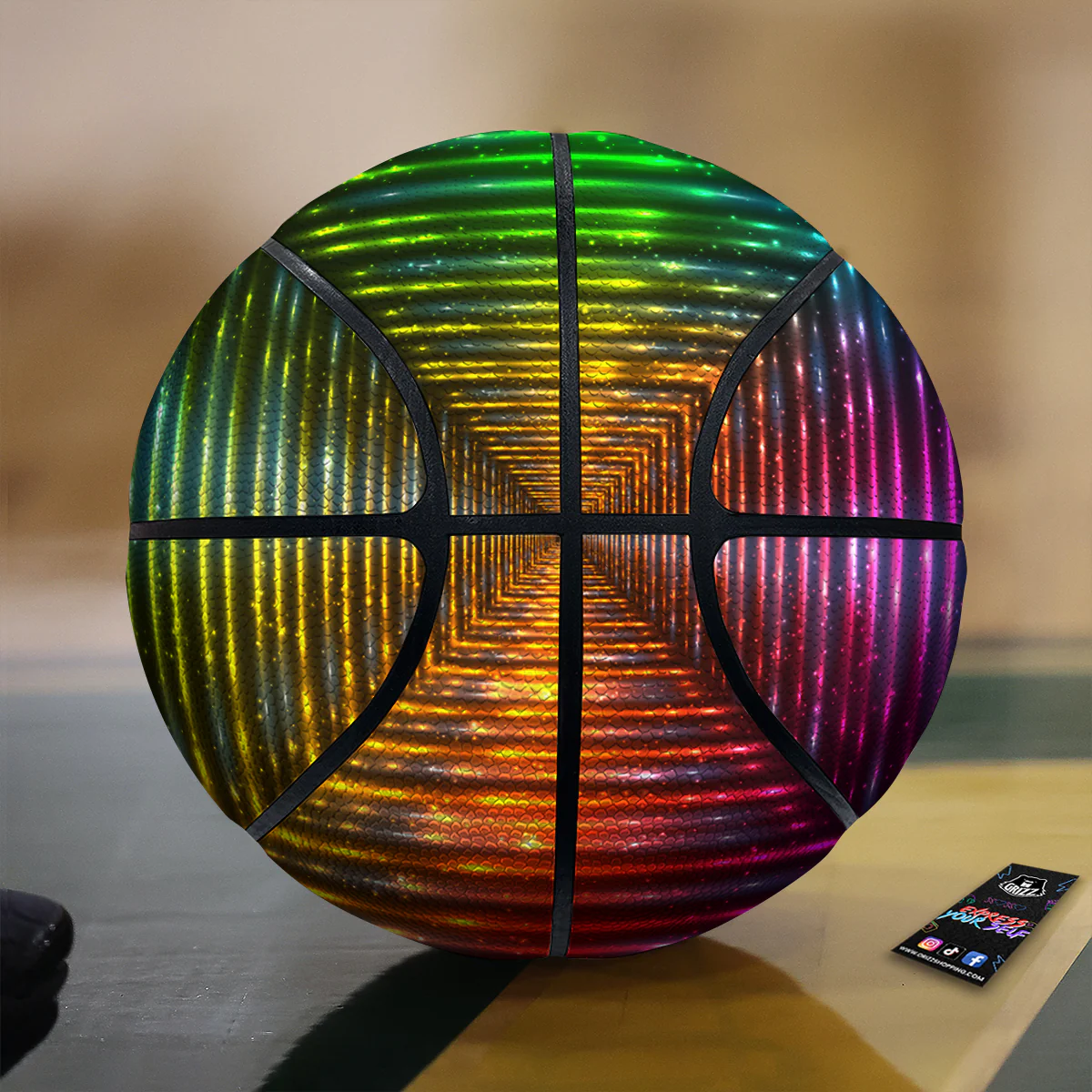 Shining Lights Rainbow Colors Neon Print Basketball