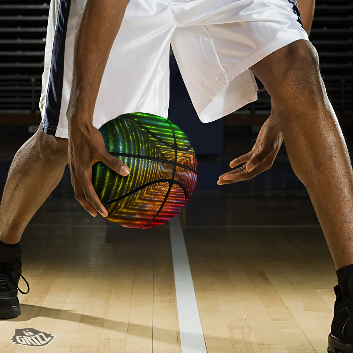 Shining Lights Rainbow Colors Neon Print Basketball - Image 3