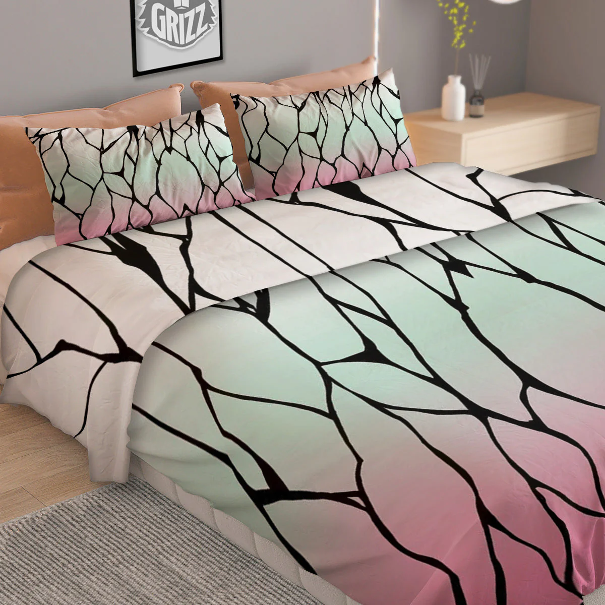 Shinobu Print Pattern Duvet Cover Bedding Set - Image 2