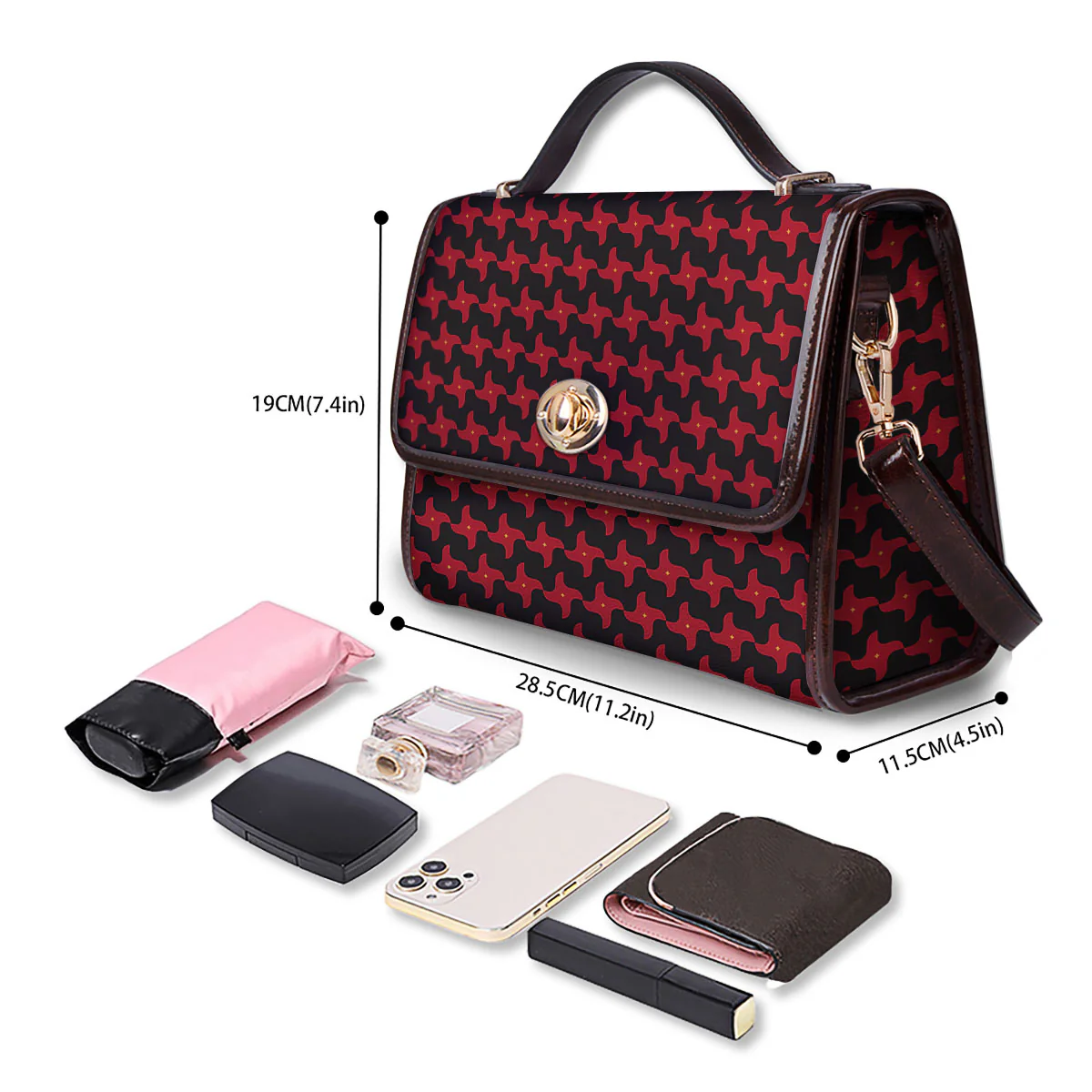 Shuriken Ninja Print Pattern Women's Satchel Bag - Image 4