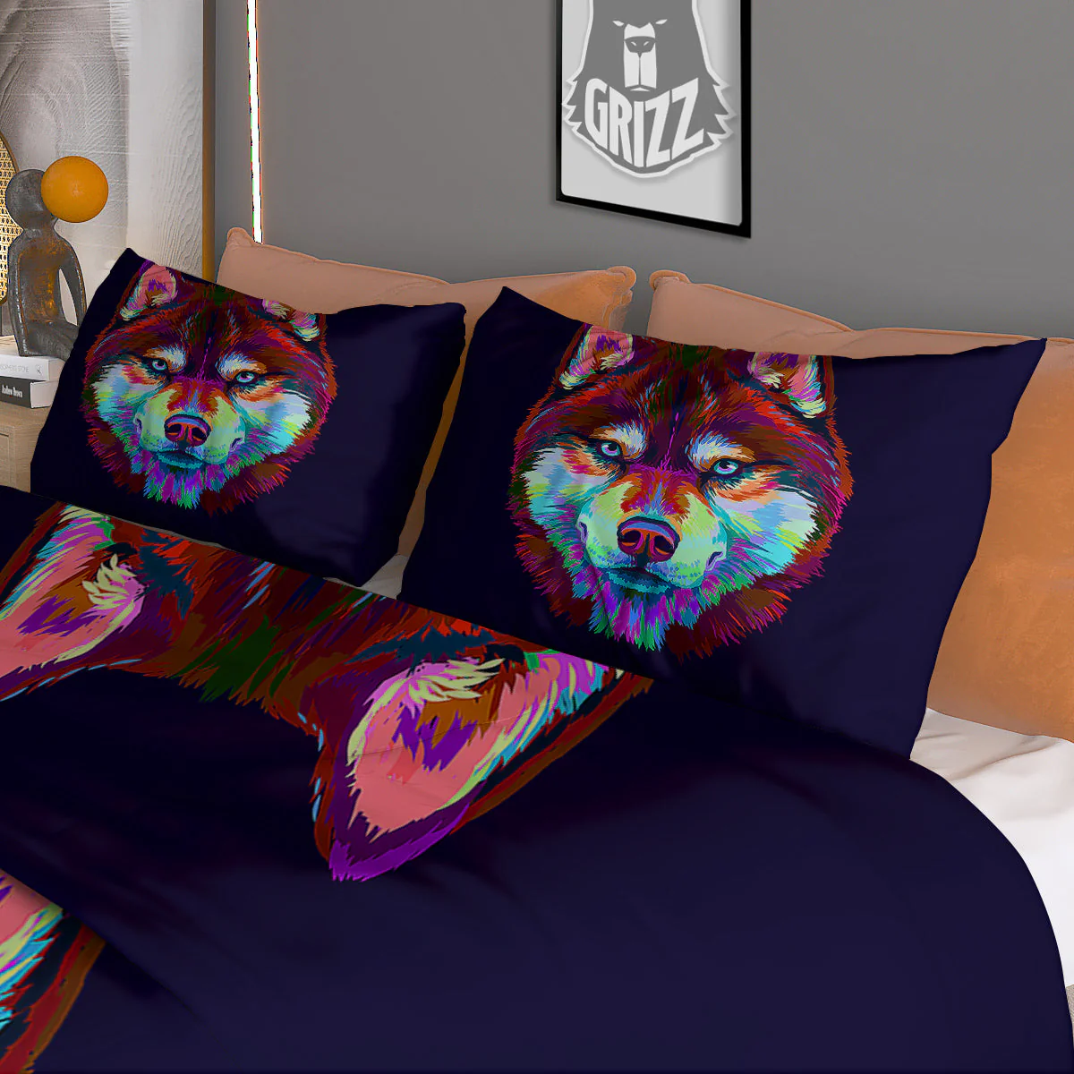 Siberian Husky Colorful Print Duvet Cover Bedding Set - Image 3